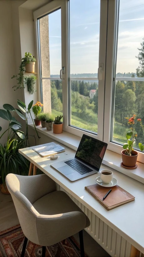 Пин содержит: Tiny Apartment Home Office