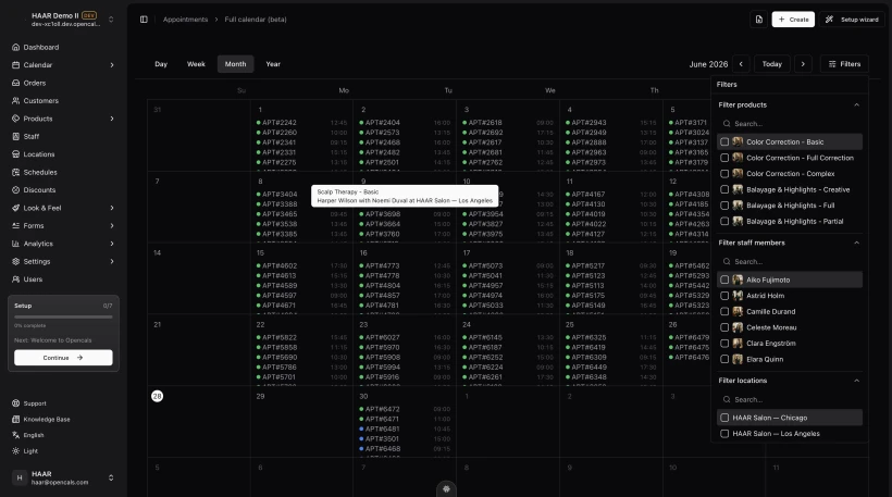 Opencals — система онлайн-запису та бронювань для бізнесу послуг